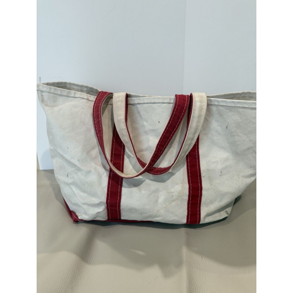 VTG 90’s LL BEAN Boat And Tote “JCP” Large Red Distressed Made In USA Canvas - Picture 2 of 14